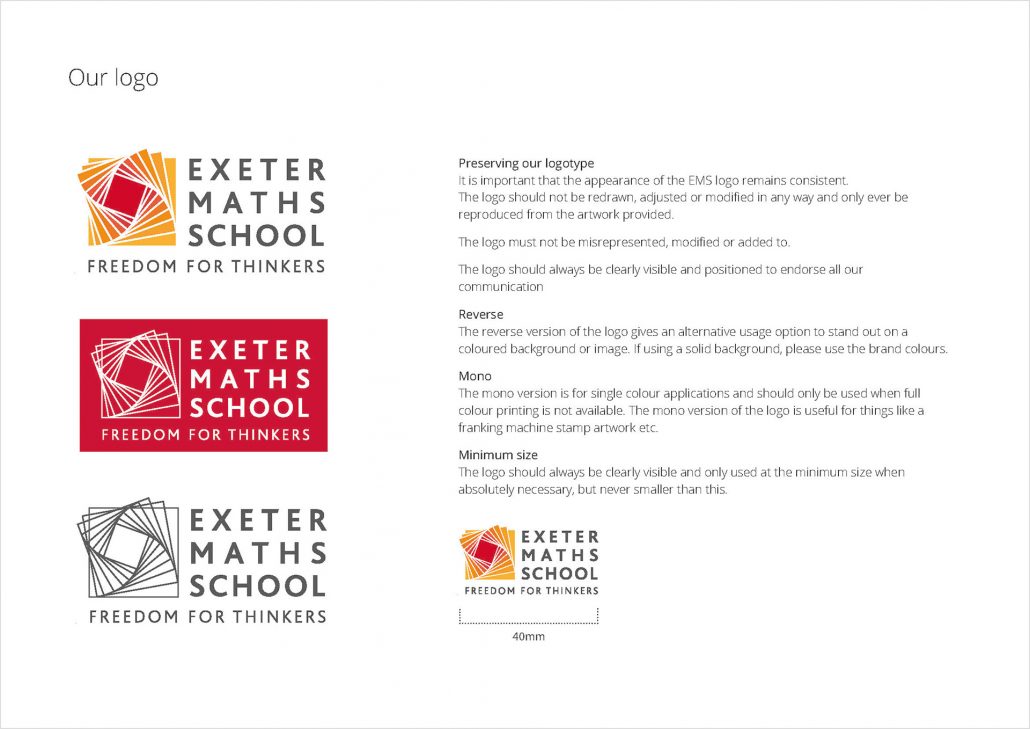 Exeter Maths School logo guidelines